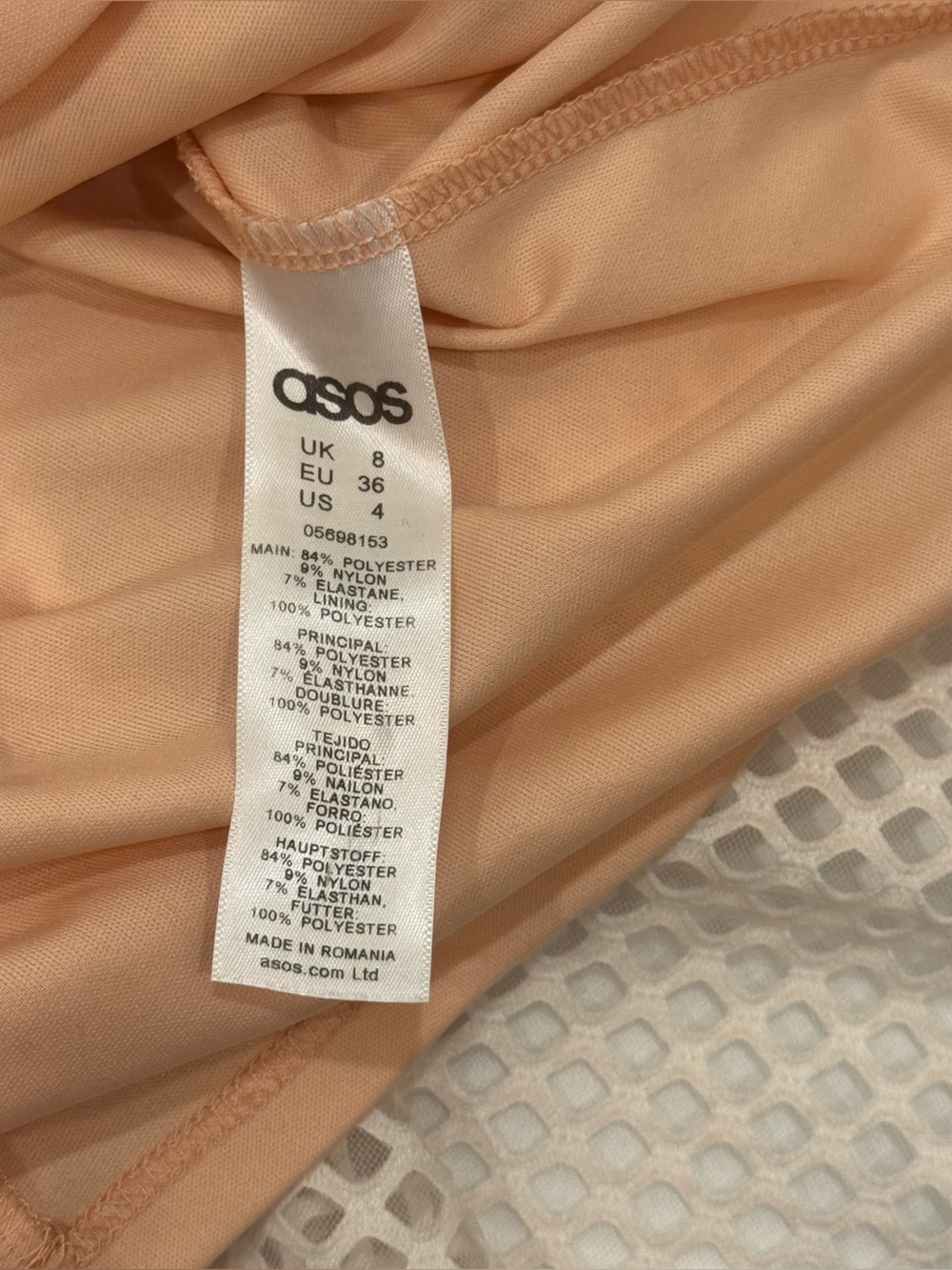 ASOS White Grid Mesh Ruffle Mini Dress US 4 Peach Lining Fairy Boho Graduation - Picture 4 of 9